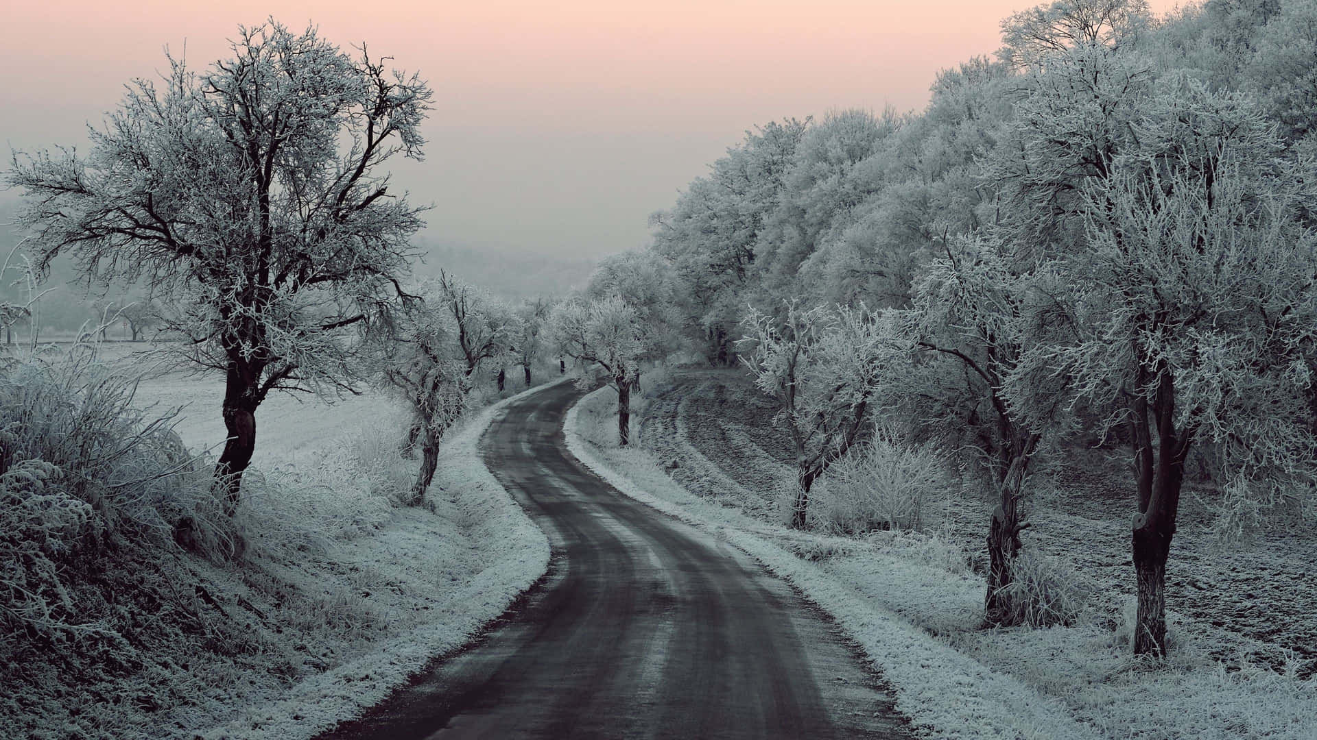 Dangerous Winter Icy Road Wallpaper