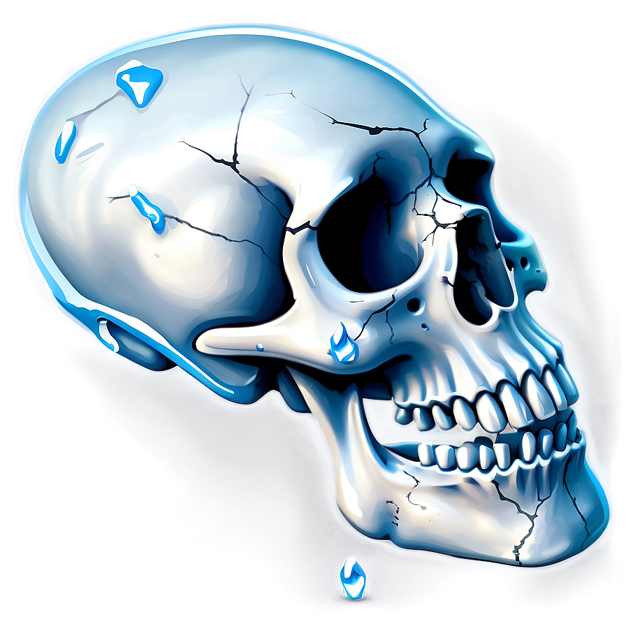 Icy Skull Painting Png B PNG