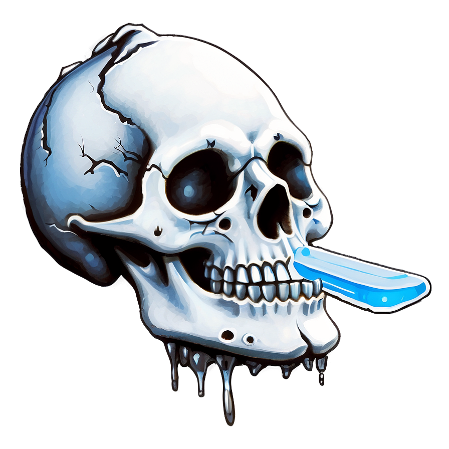 Icy Skull Painting Png D PNG