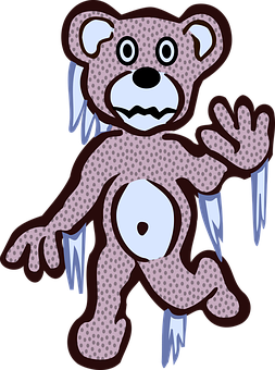Icy Zombie Teddy Bear Illustration PNG