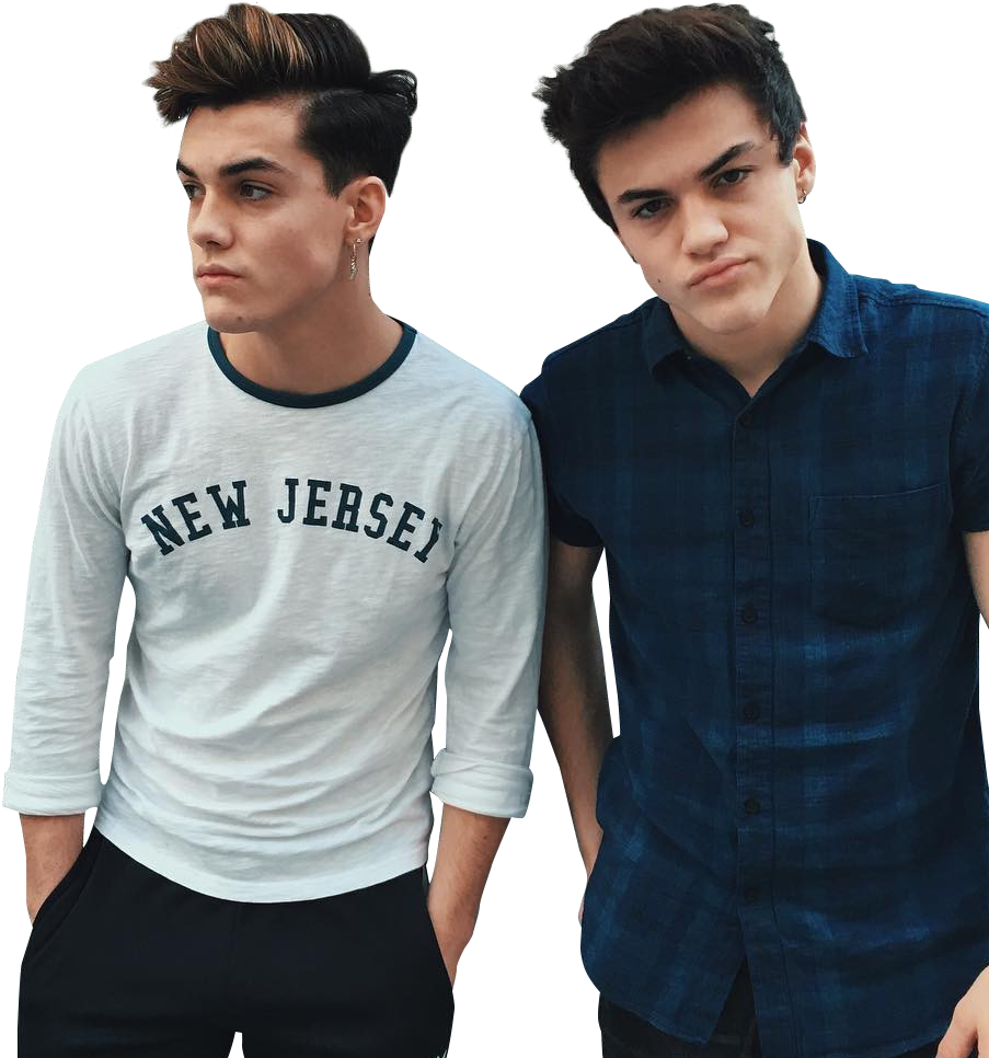 Identical Twins Casual Outfits PNG