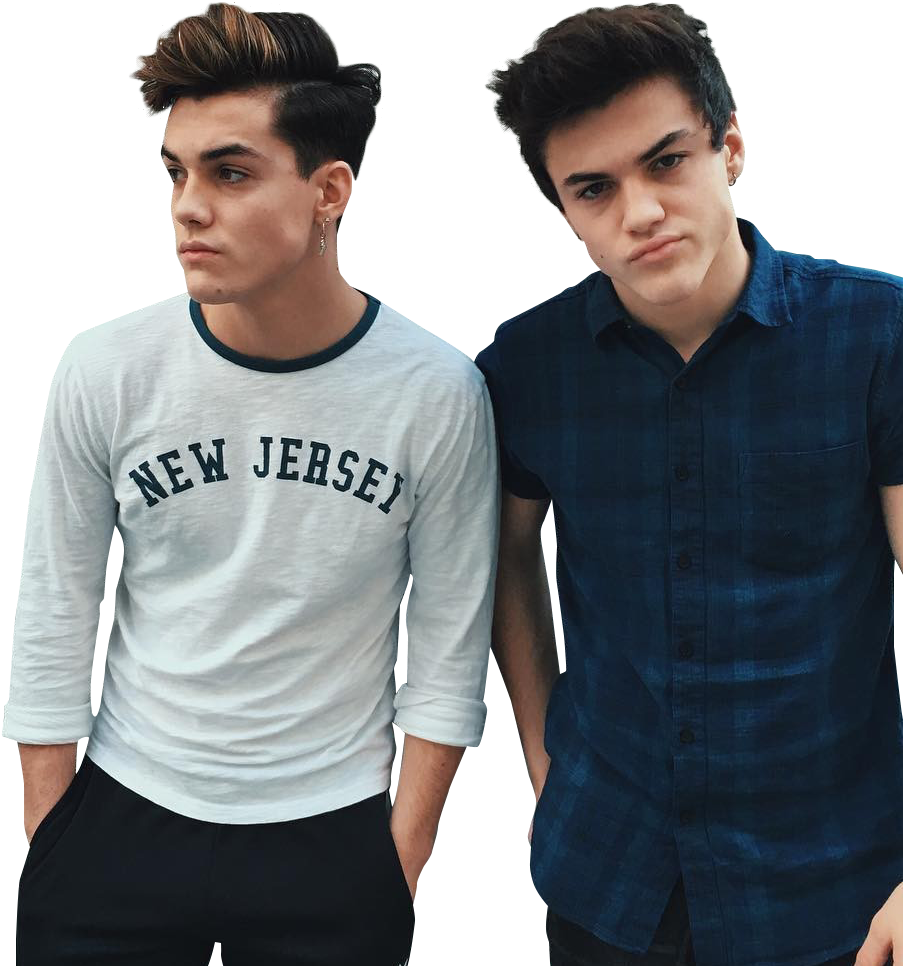 Identical Twins Stylish Pose PNG