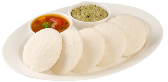 Idli Served With Chutney And Sambar PNG