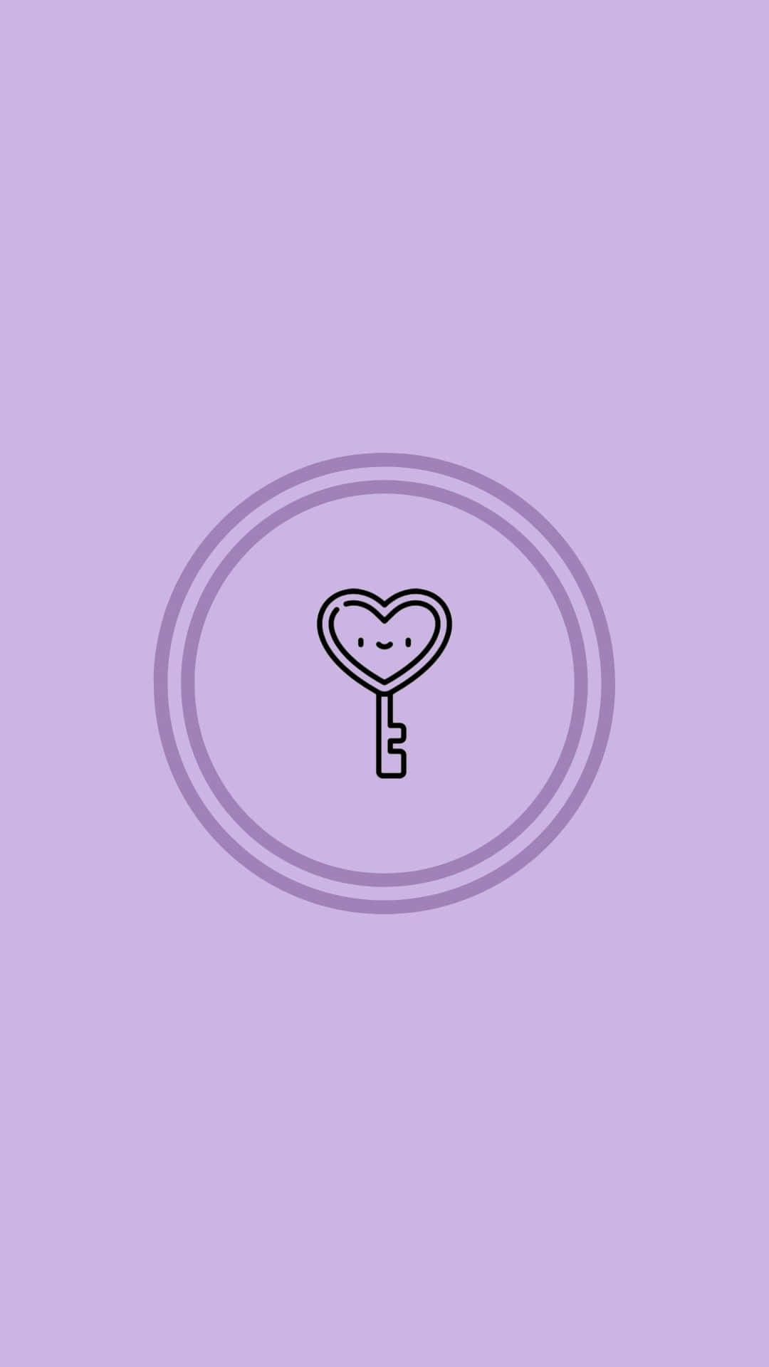 Igstory Hintergrund Mit Herzförmigem Schlüssel Und Einem Violetten Hintergrund
