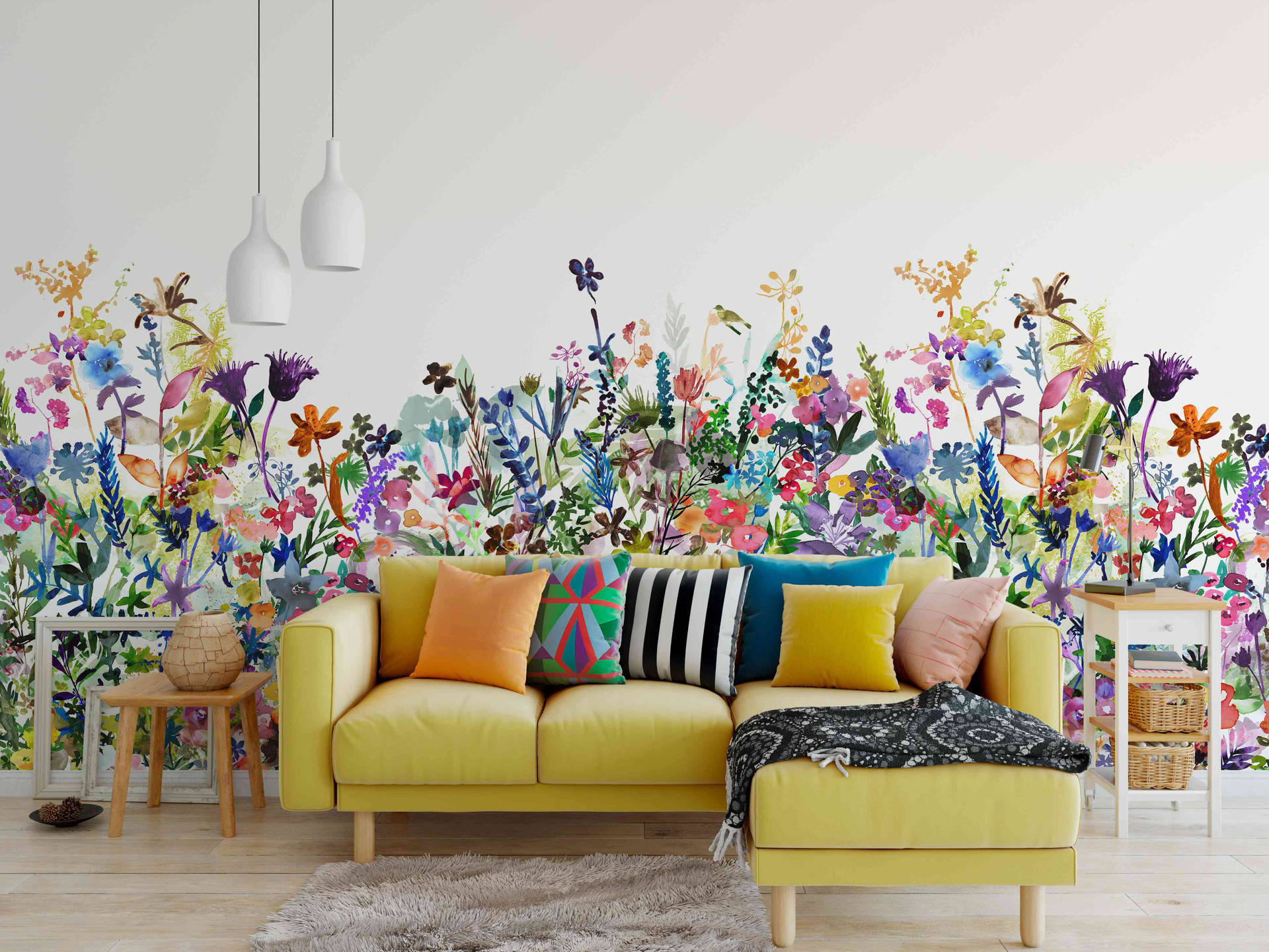 Spring Flowers Multicoloured Mural | Dunelm