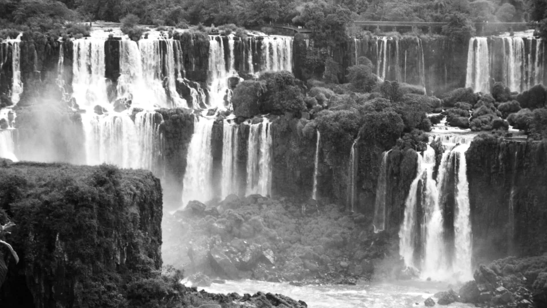 Iguazu Falls Black And White Wallpaper