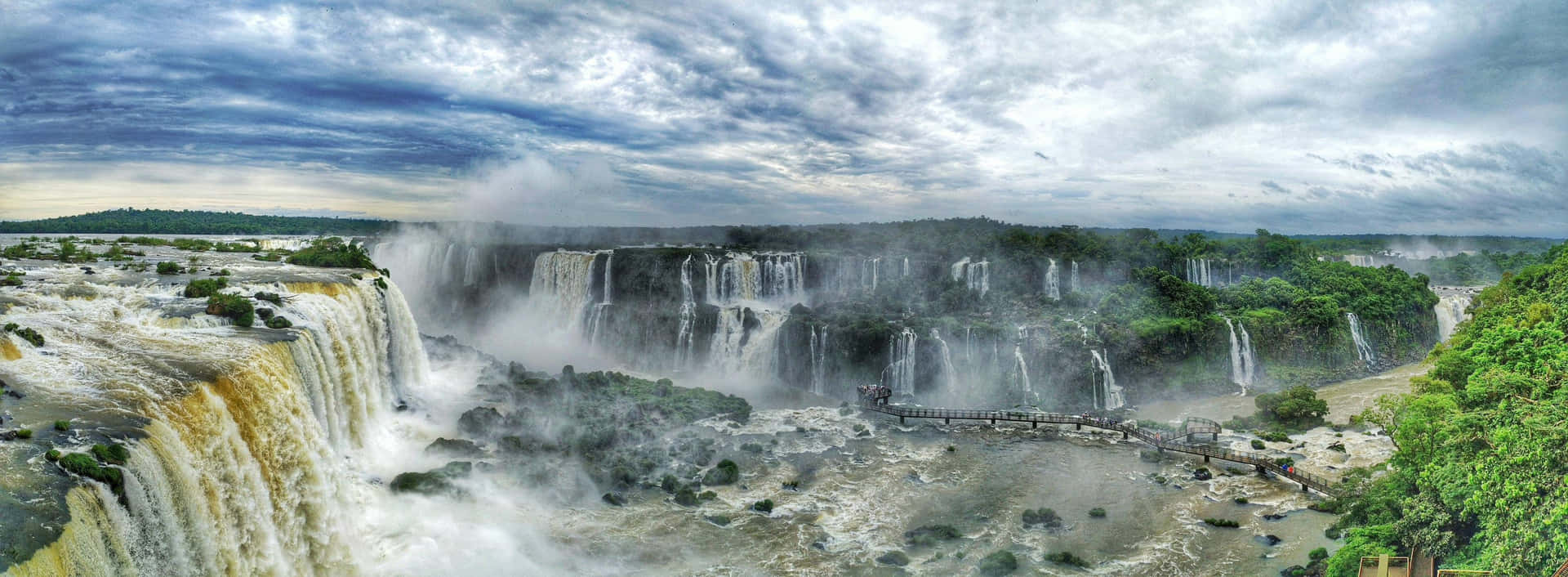 Iguazu Falls Majestic Blue Sky Wallpaper