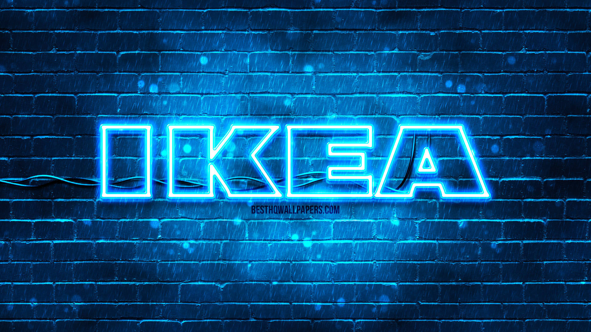 IKEA Logo Blå LED Mursten Tapet Wallpaper
