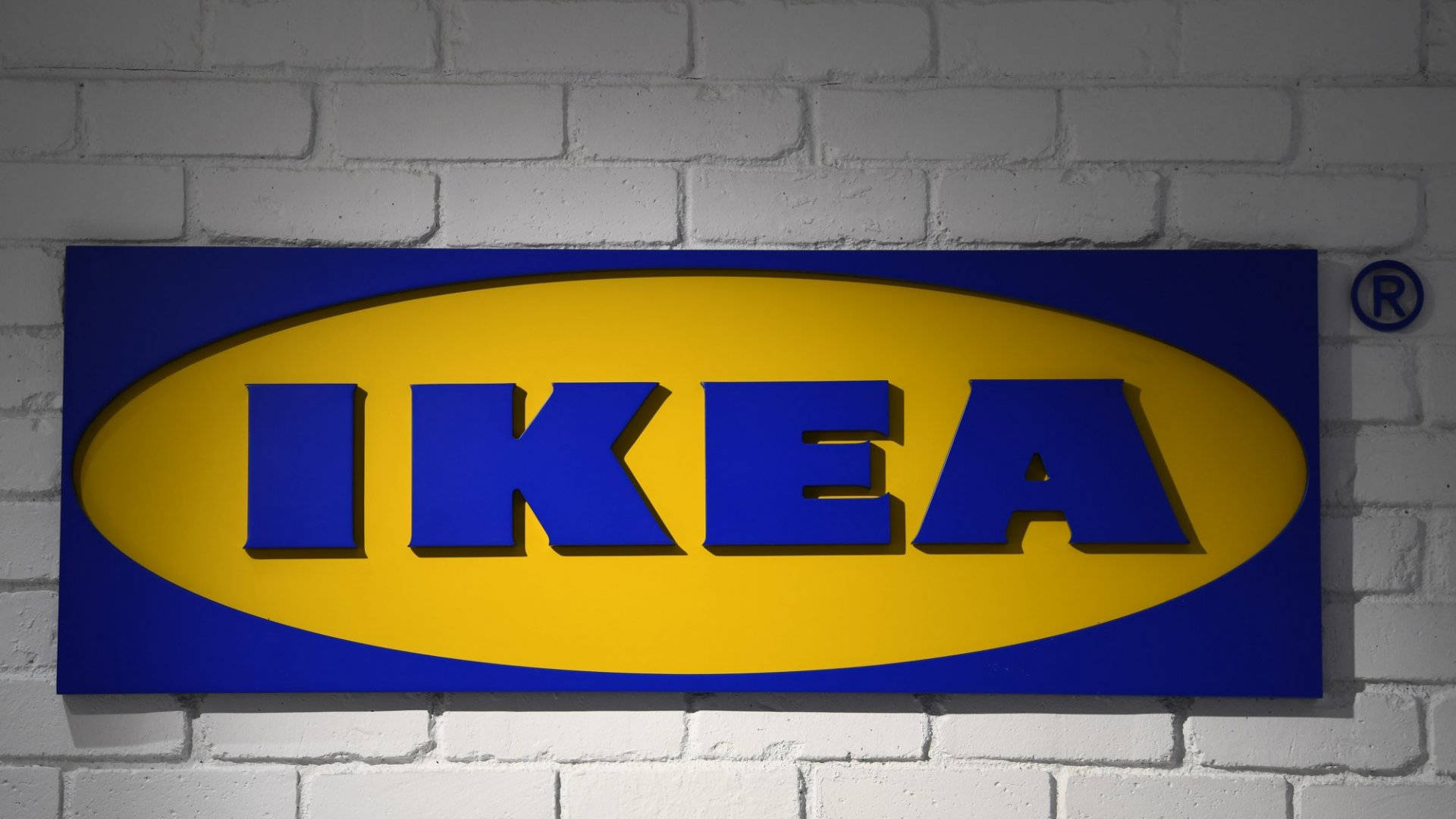 IKEA Logo Brick Wall Wallpaper