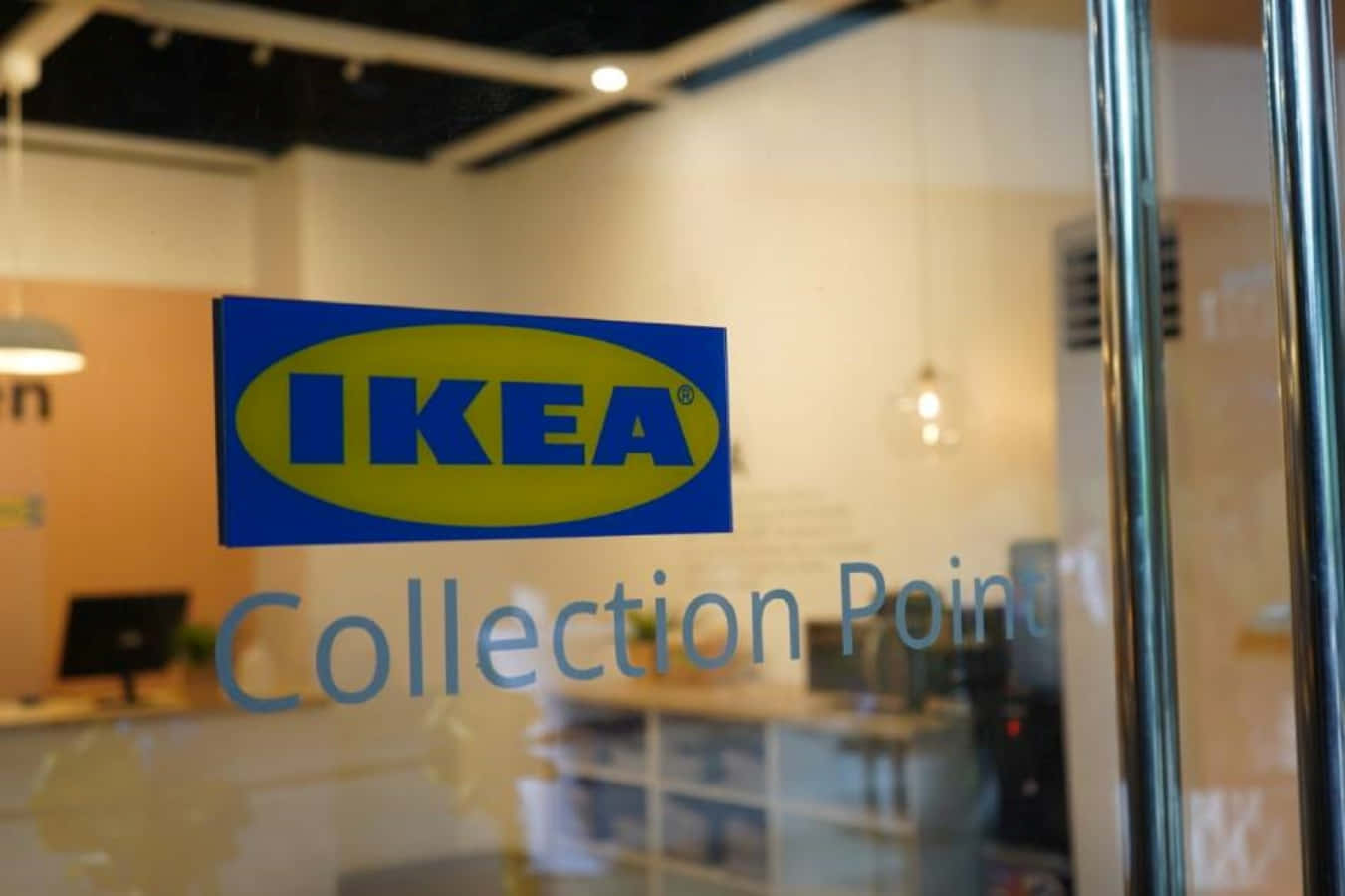 Ikea Collection Point Logo On The Glass Door