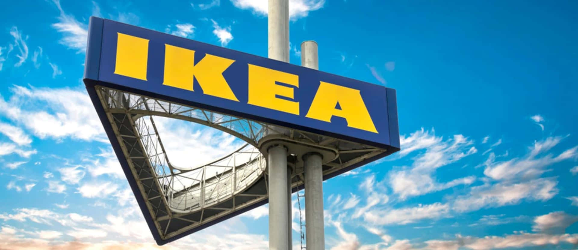 Ikea Sign With Blue Sky And Clouds