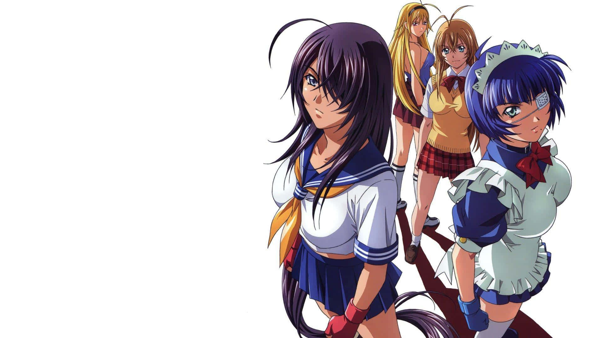 En gruppe anime piger står ved siden af hinanden. Wallpaper