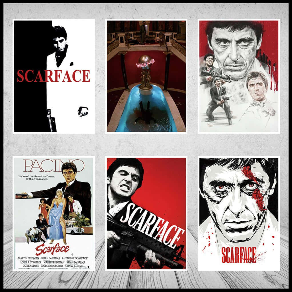 Ilcelebre Poster Del Film Scarface Con Tony Montana Su Uno Sfondo Scuro.