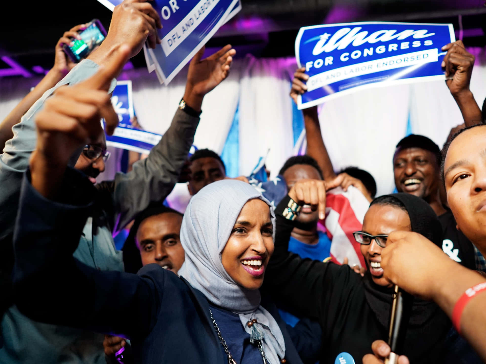 Ilhan Omar Being Celebrated Wallpaper