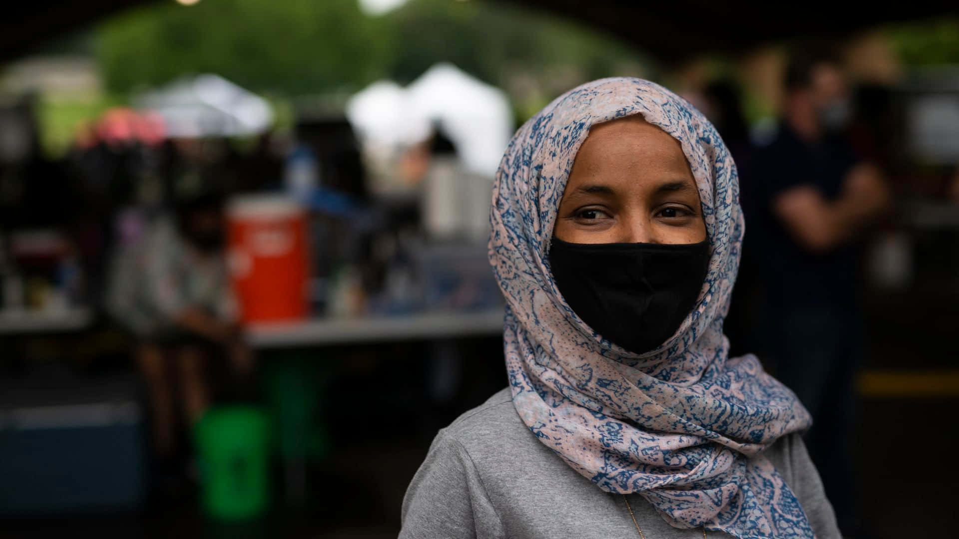 U.S. Congresswoman Ilhan Omar Wearing Black Mask Wallpaper