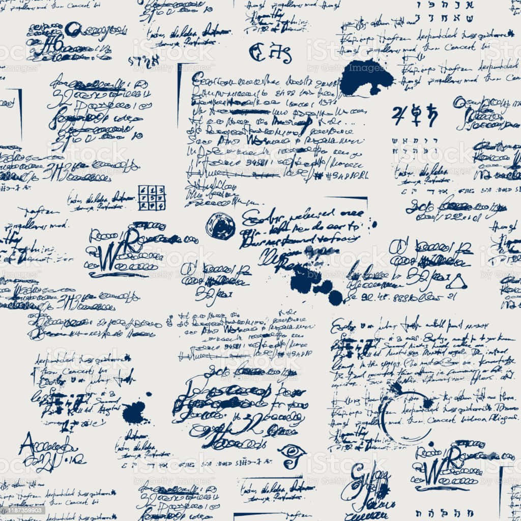 Illegible Notes In Blue Ink Wallpaper