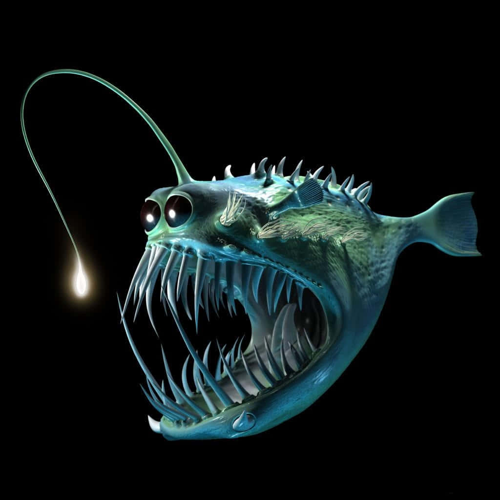 Illuminated Anglerfish In The Deep Ocean Wallpaper