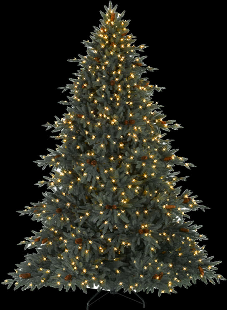 Illuminated Artificial Christmas Tree PNG