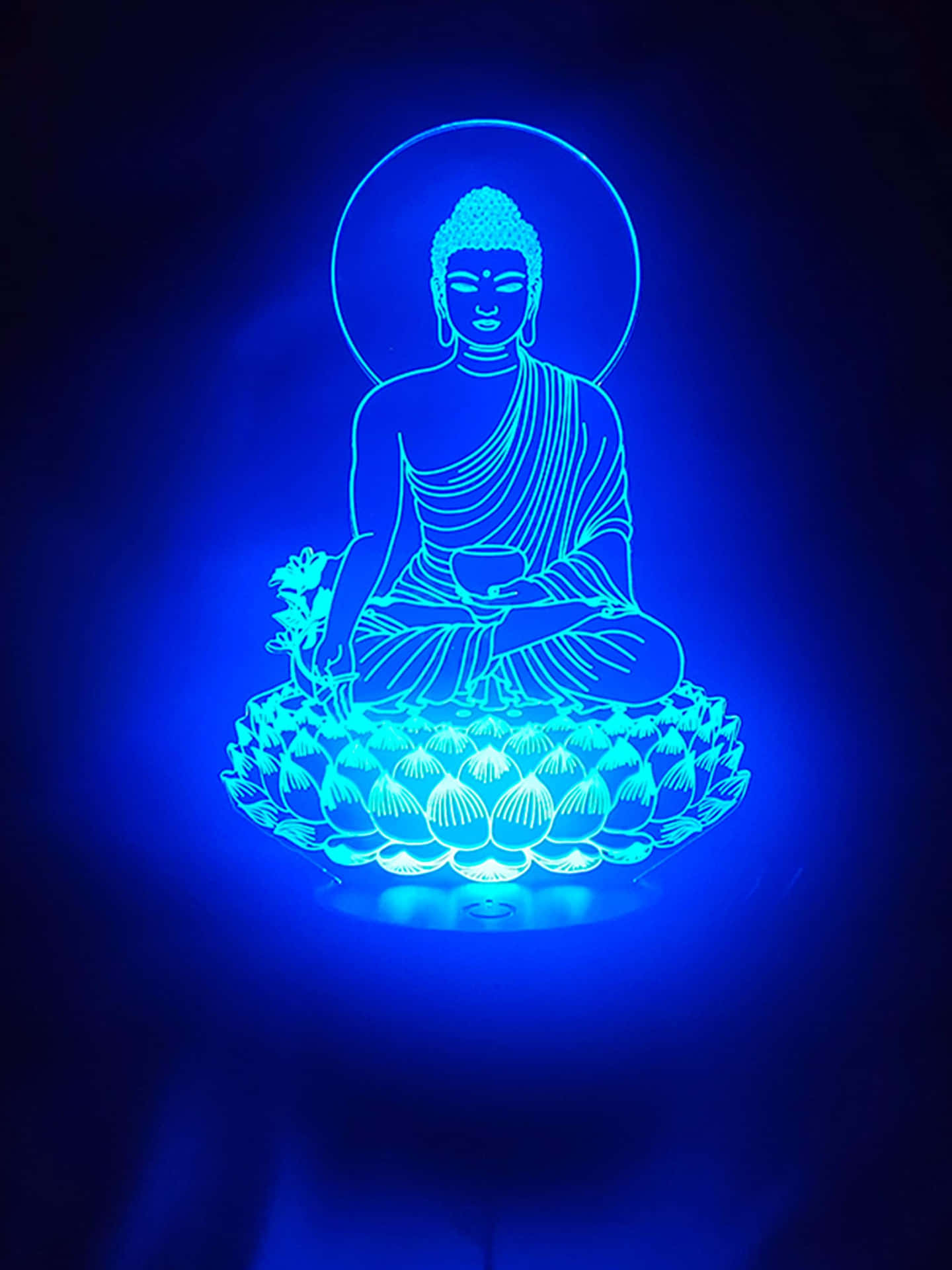 Illuminated Blue Buddha Meditation Wallpaper