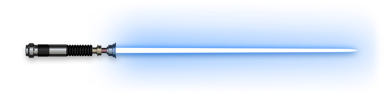 Illuminated Blue Saber Against Black Background PNG