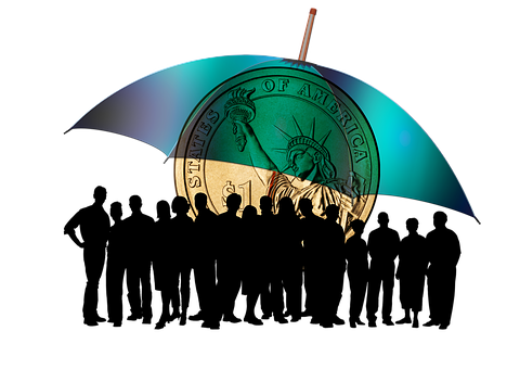 Illuminated Coin Umbrella Silhouette PNG