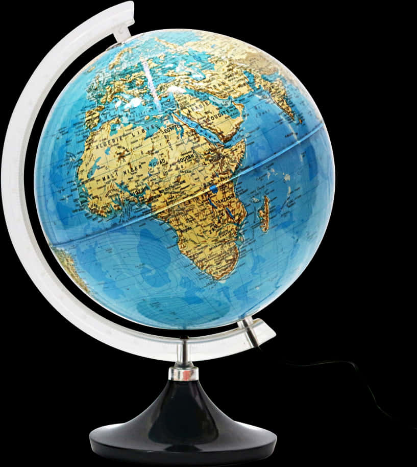 Illuminated Desk Globe Africa Europe Focus PNG