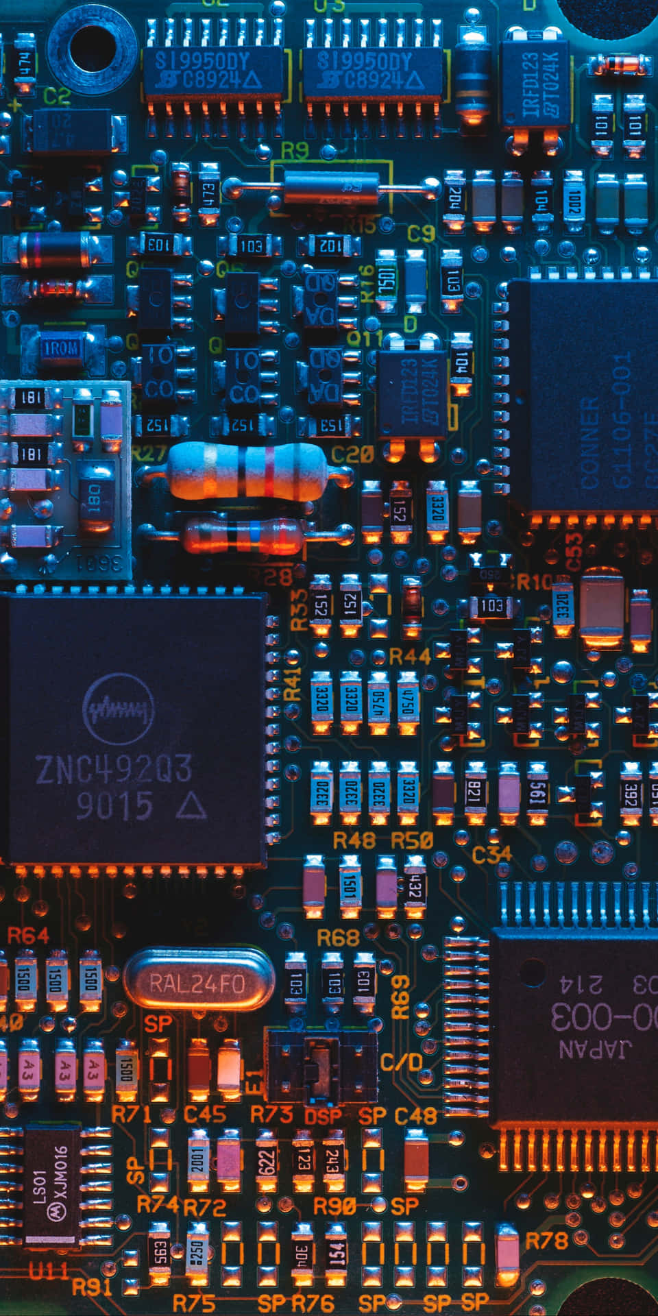 Illuminated Electronics Circuit Board Wallpaper