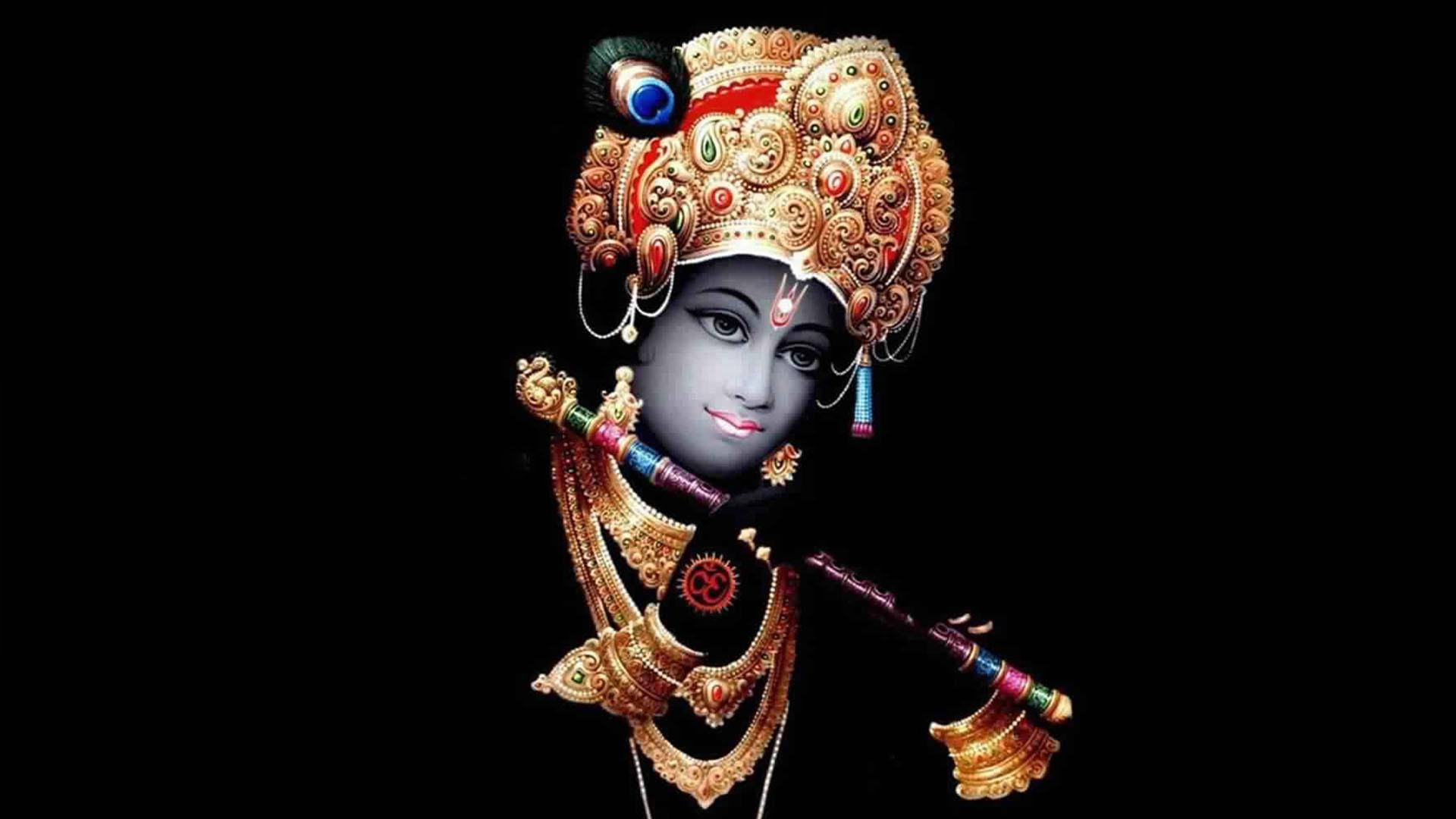 Illuminated Face Of Krishna Desktop Wallpaper