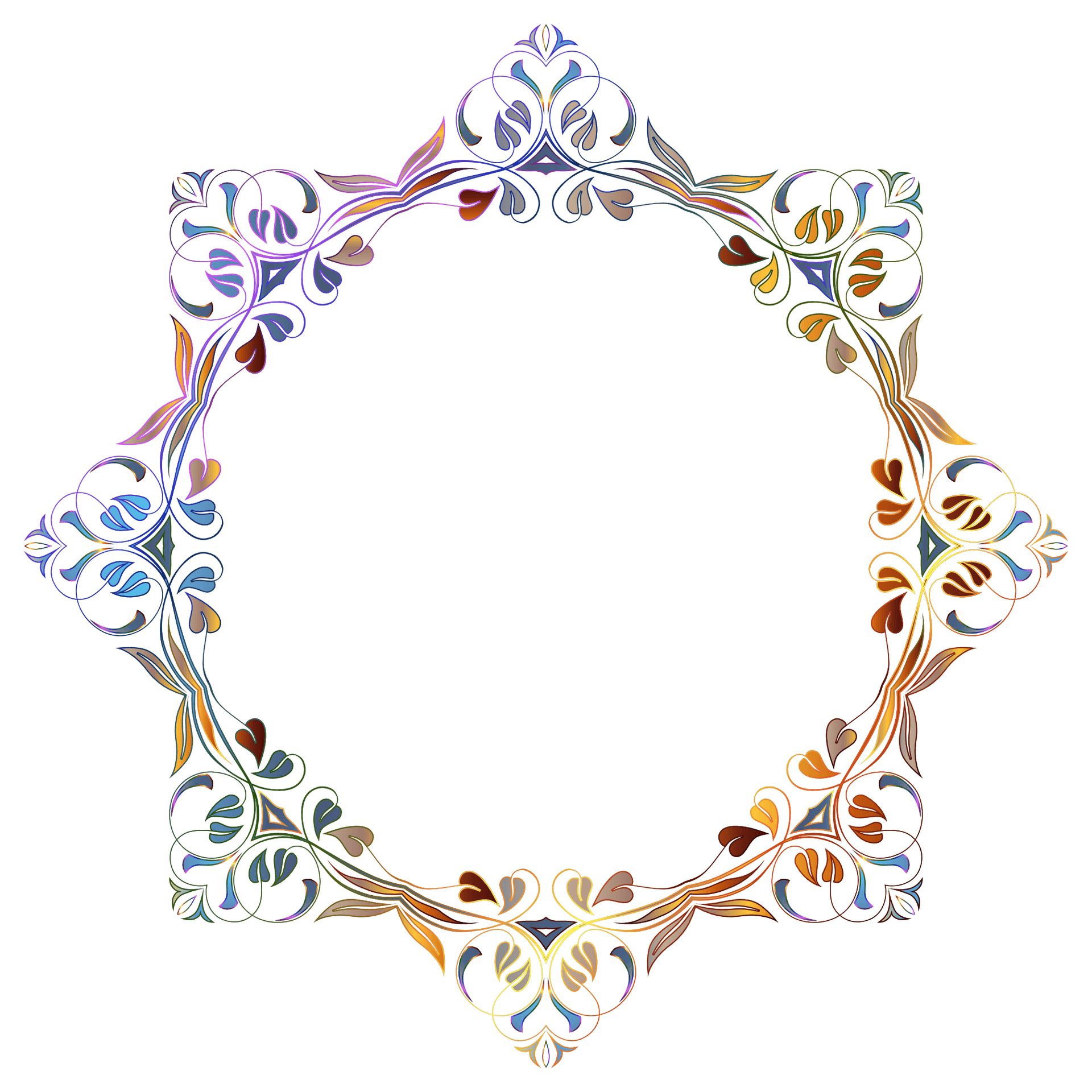 Illuminated Floral Frame Design PNG