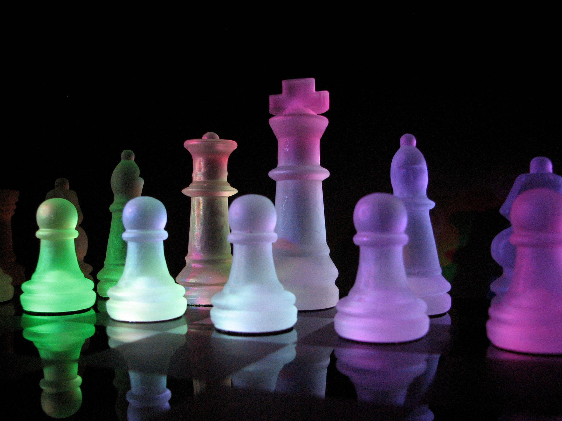 Illuminated Frosted Chess Pieces