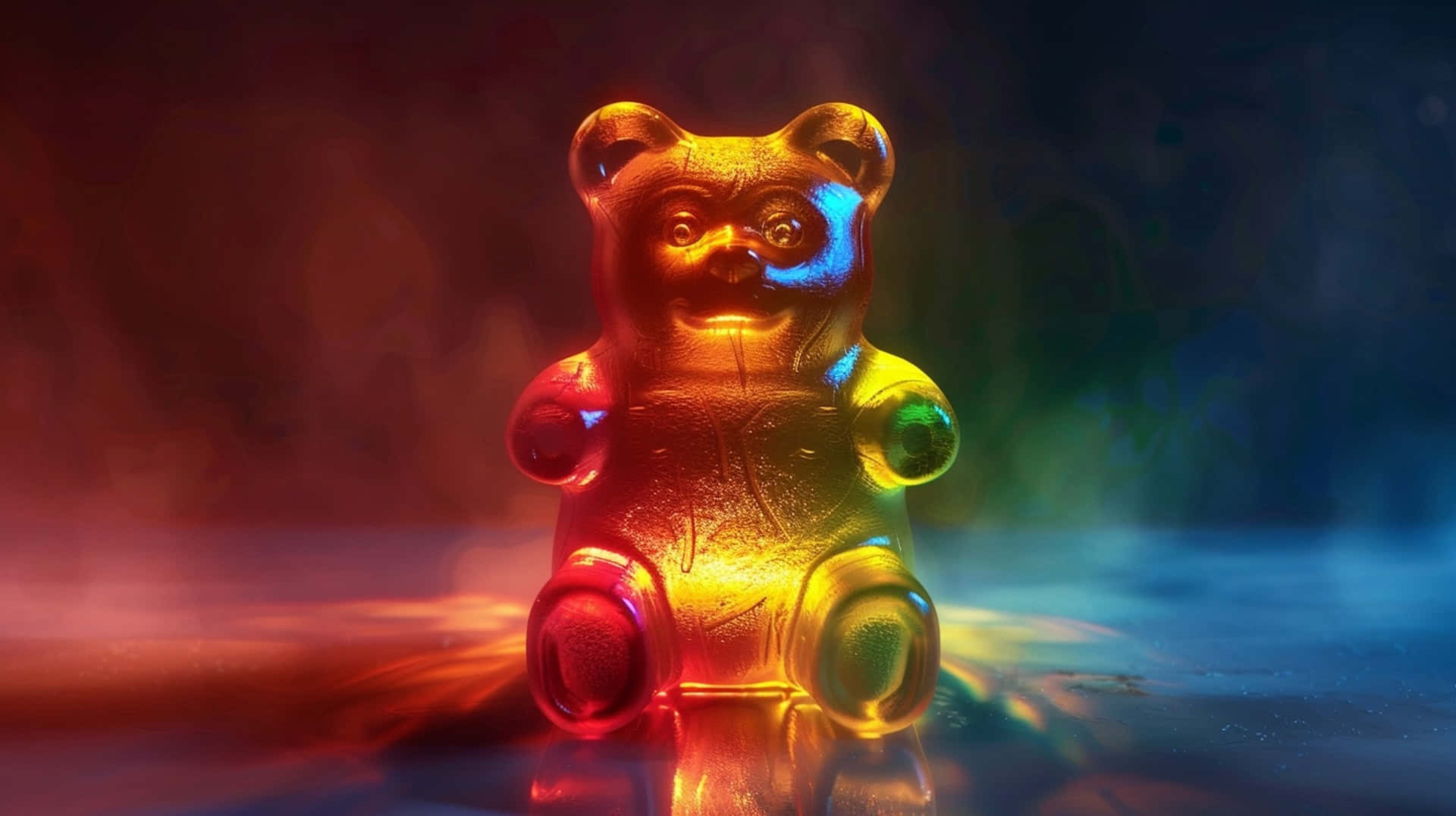Illuminated Gummy Bear Rainbow Hues Wallpaper