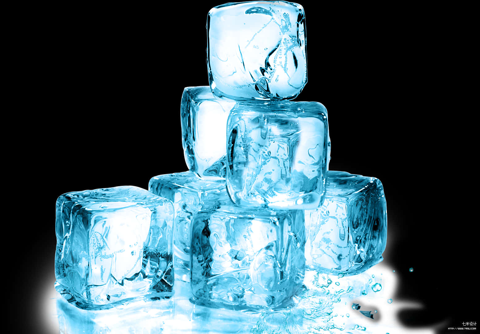 Illuminated Ice Cubes Stack PNG
