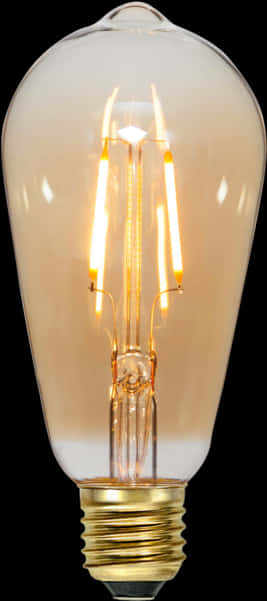 Illuminated L E D Filament Bulb PNG