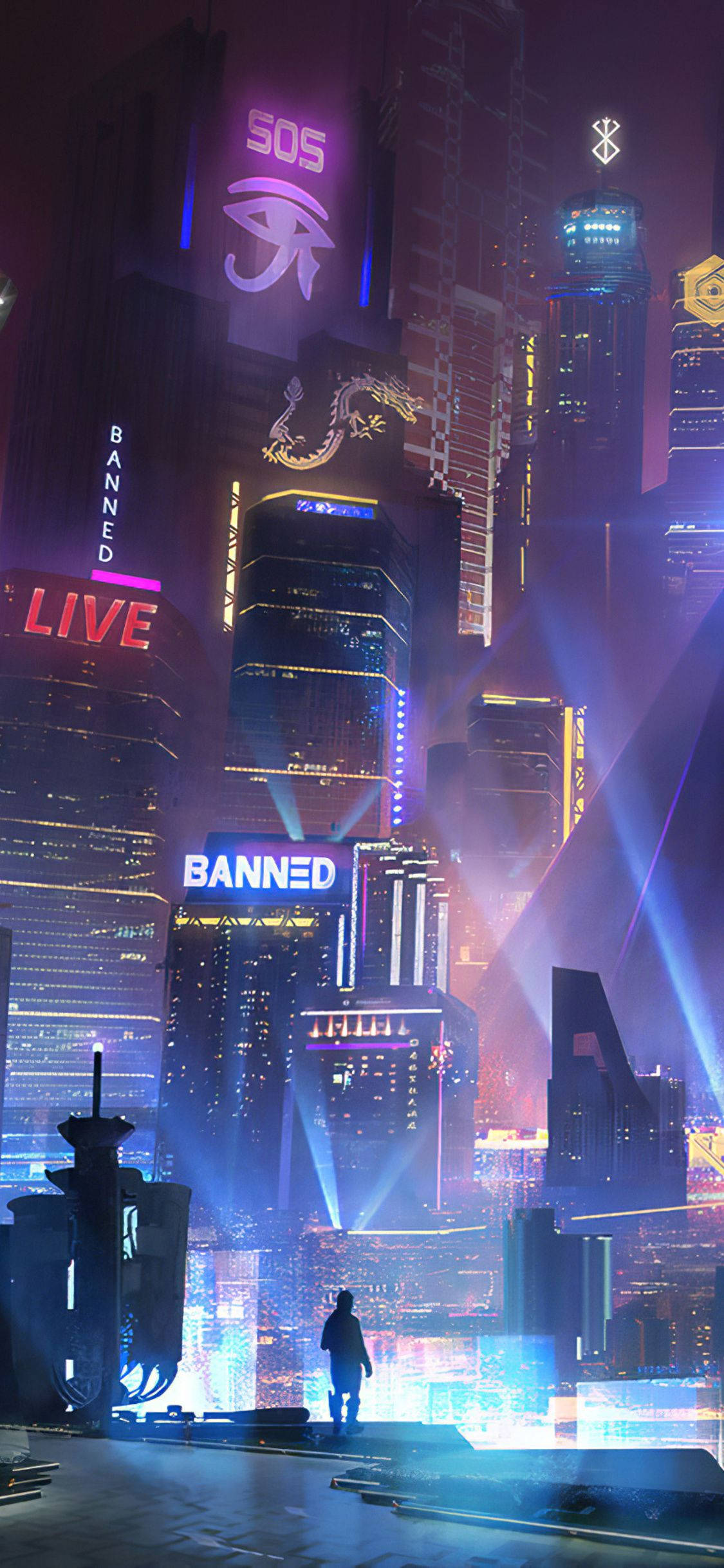 Download Futuristic scifi cityscape in cyberpunk aesthetic Wallpaper   Wallpaperscom