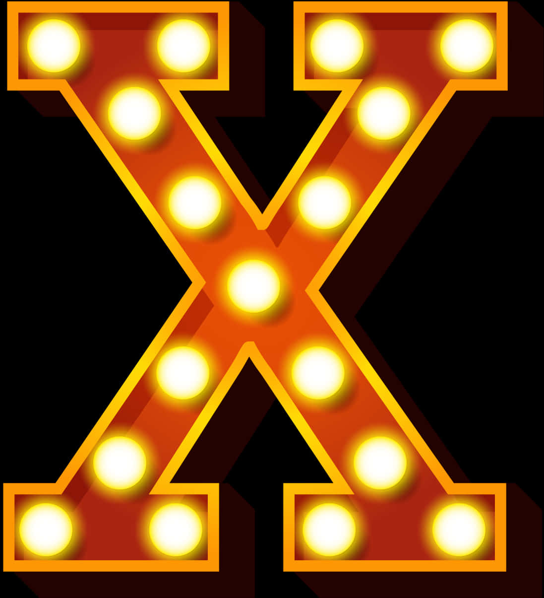 Illuminated Marquee Letter X PNG