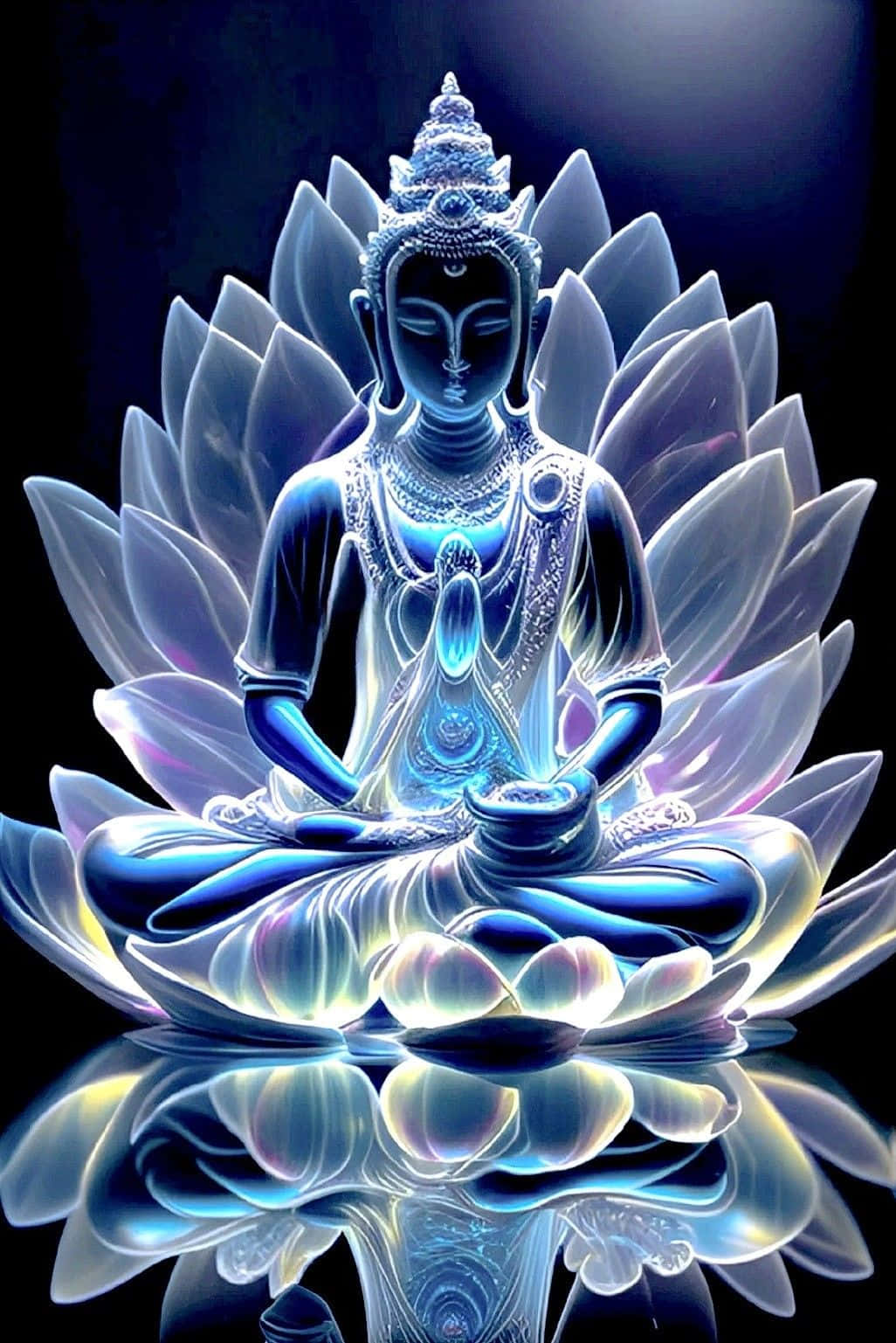 Illuminated Neon Buddha Lotus Wallpaper