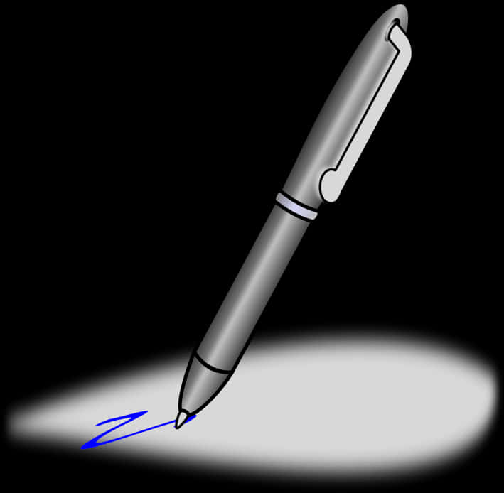 Illuminated Pen Drawing Blue Line PNG