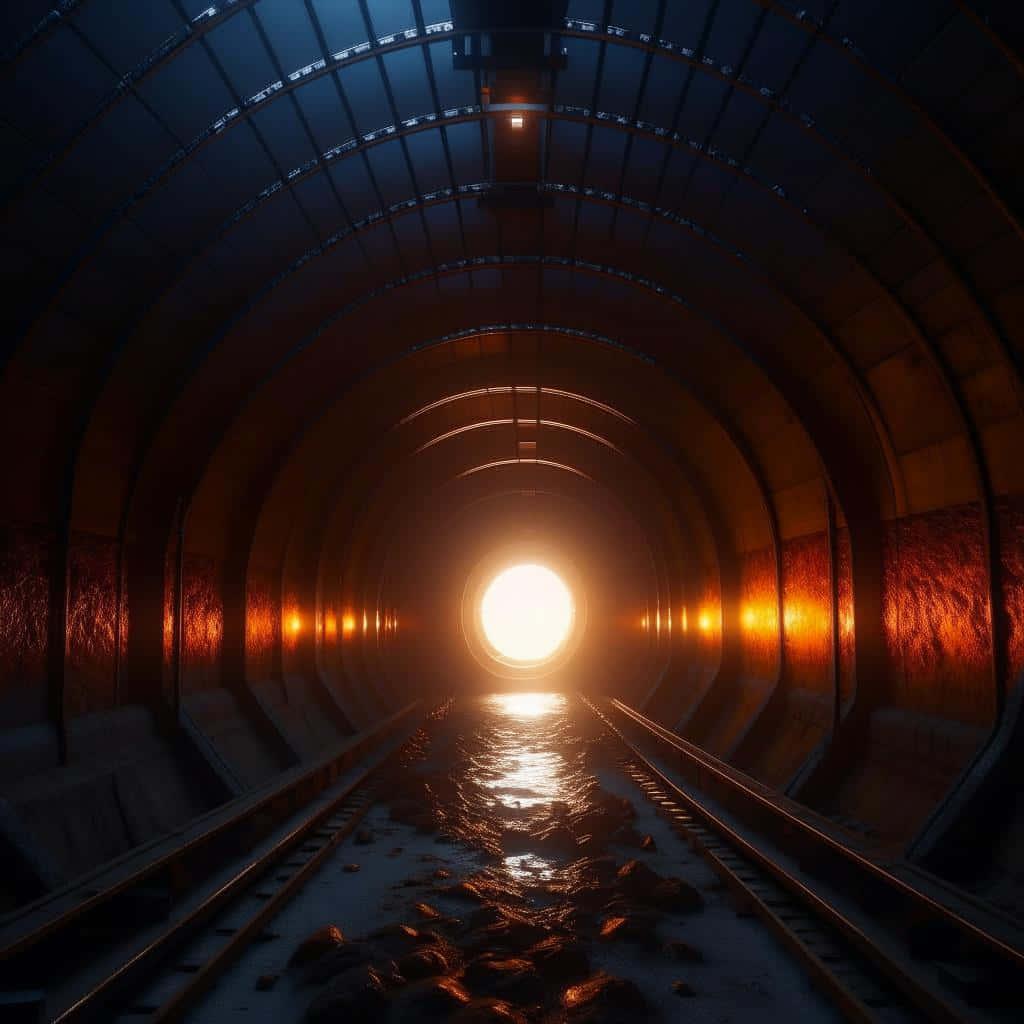 Illuminated Railway Tunnel Sunrise Wallpaper
