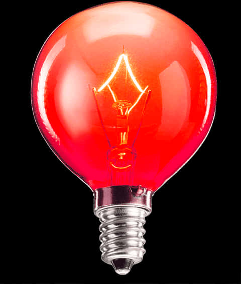 Illuminated Red Light Bulb PNG