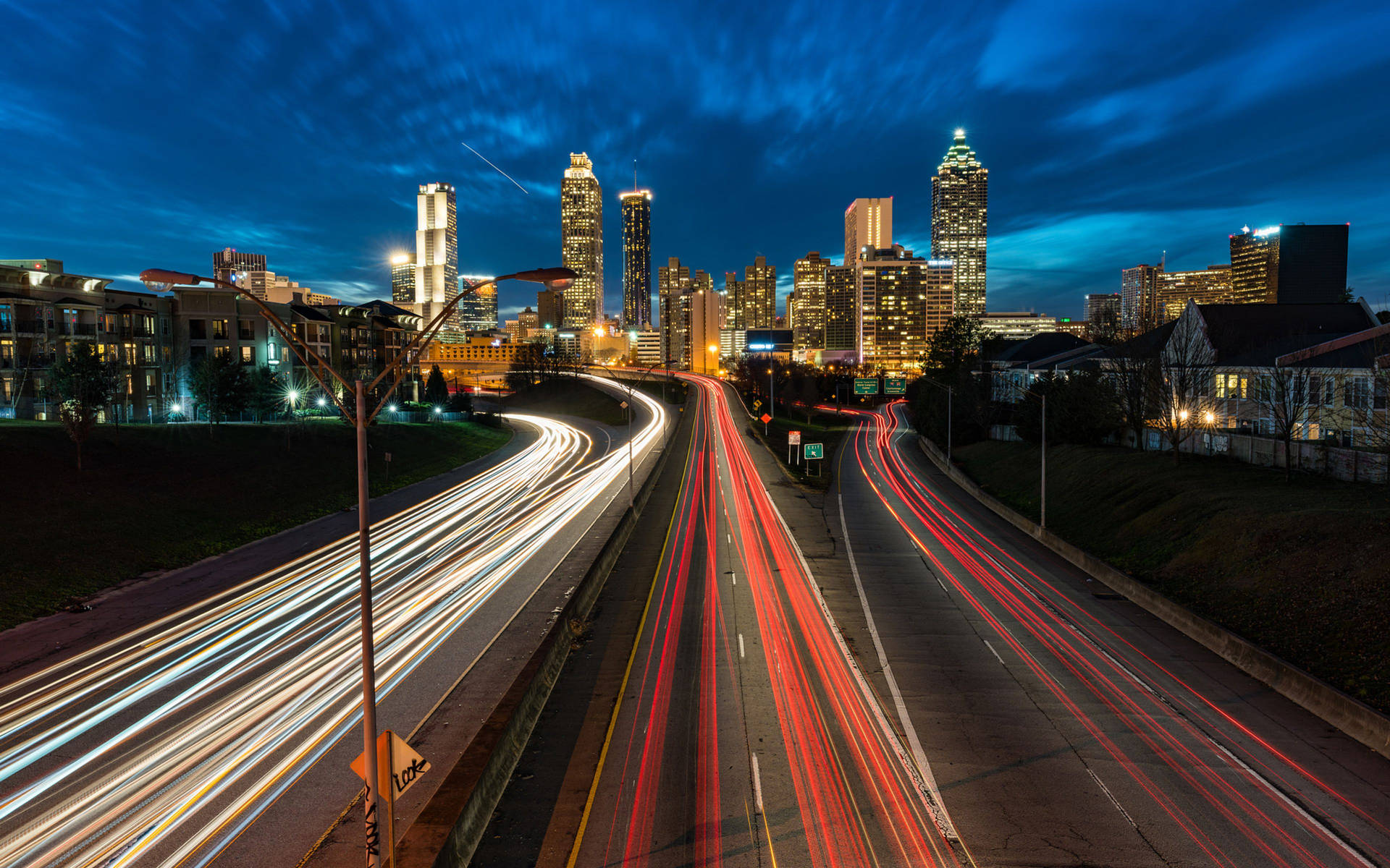 Illuminated Road In Atlanta Georgia Wallpaper