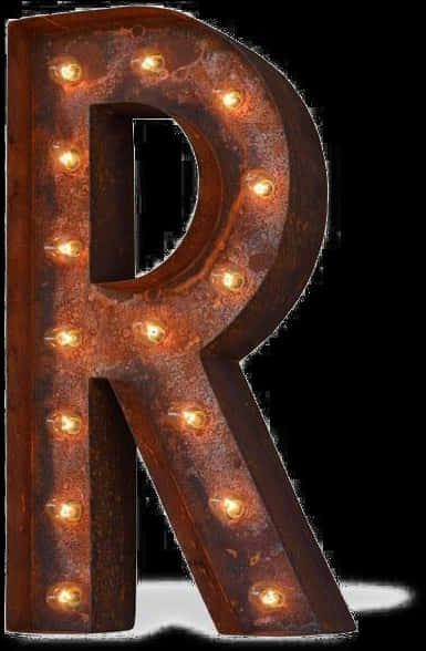 Illuminated Rustic Metal Letter R PNG