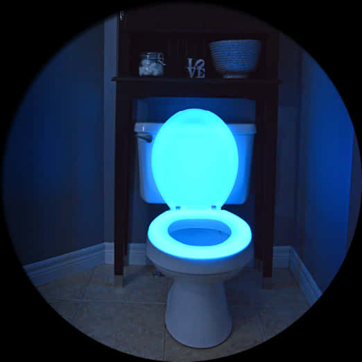 Illuminated Toiletin Dark Room PNG