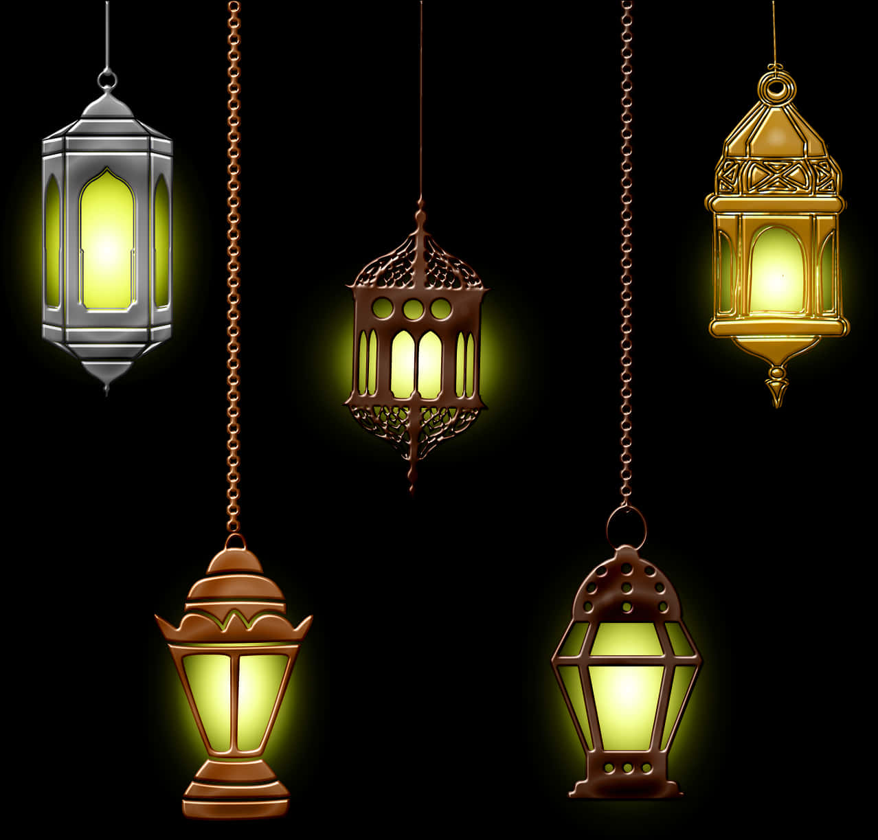 Illuminated Traditional Lanterns PNG