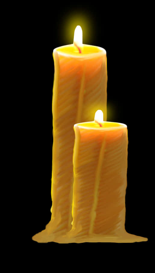 Illuminated Twin Candles Dark Background.jpg PNG