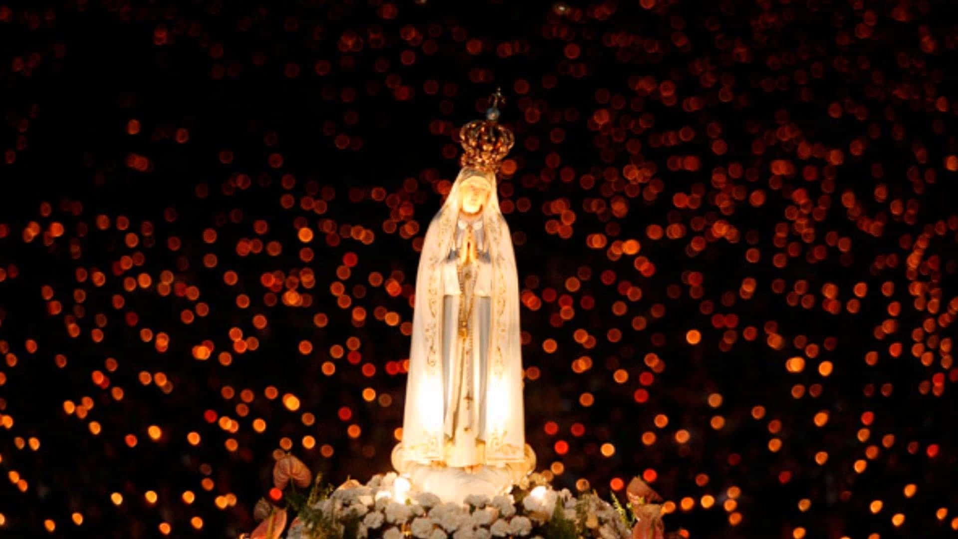 Illuminated Virgin Mary Statue Catholic Aesthetic Wallpaper