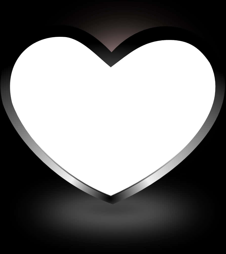 Illuminated White Heart Black Background PNG