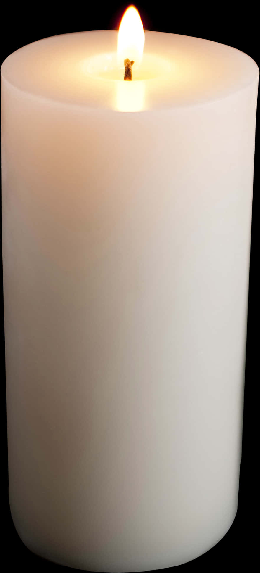 Illuminated White Pillar Candle PNG