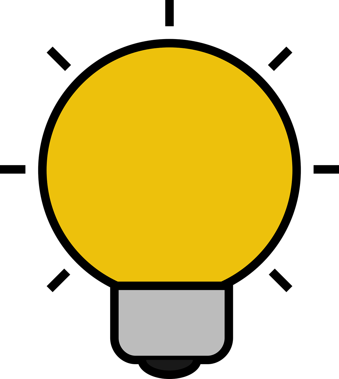 Illuminated Yellow Light Bulb Idea Graphic PNG