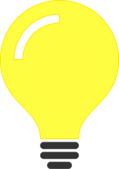 Illuminated Yellow Lightbulb Graphic PNG