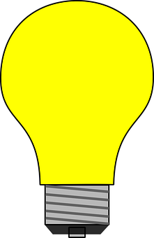 Illuminated Yellow Lightbulb Graphic PNG